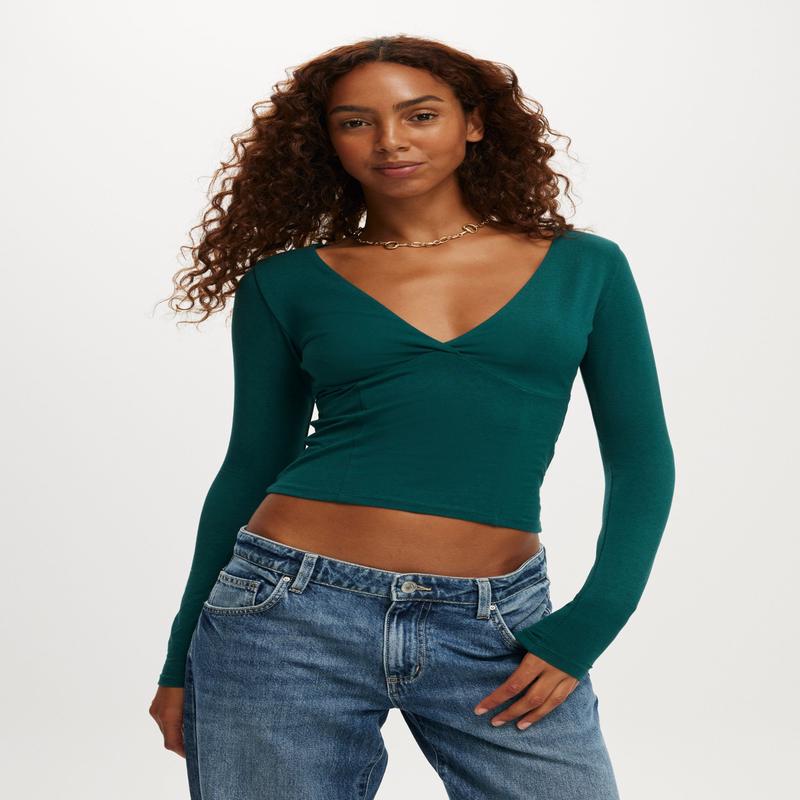 Zoey Cross Front V Neck Long Sleeve