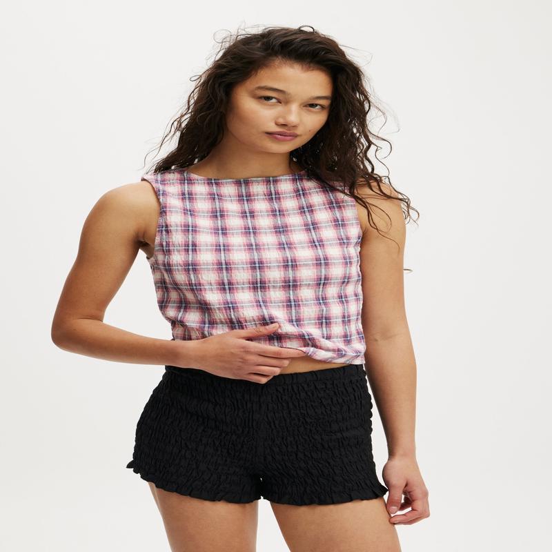 Alina Shirred Boat Neck Top