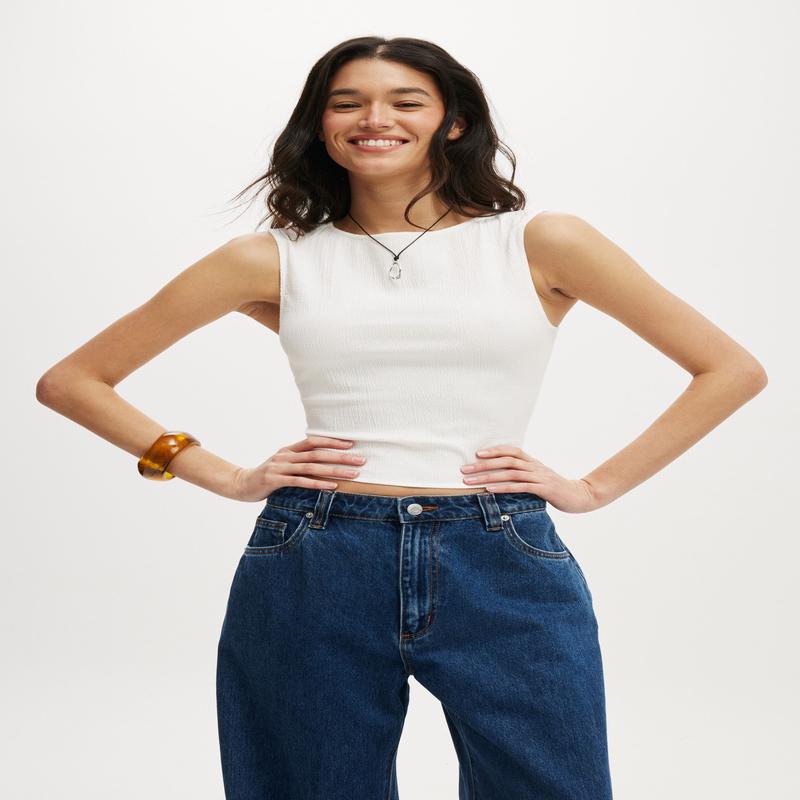 Alina Shirred Boat Neck Top