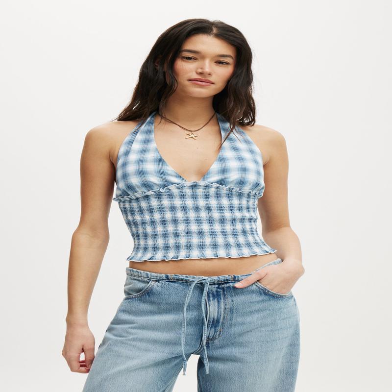 Alina Shirred Halter Top