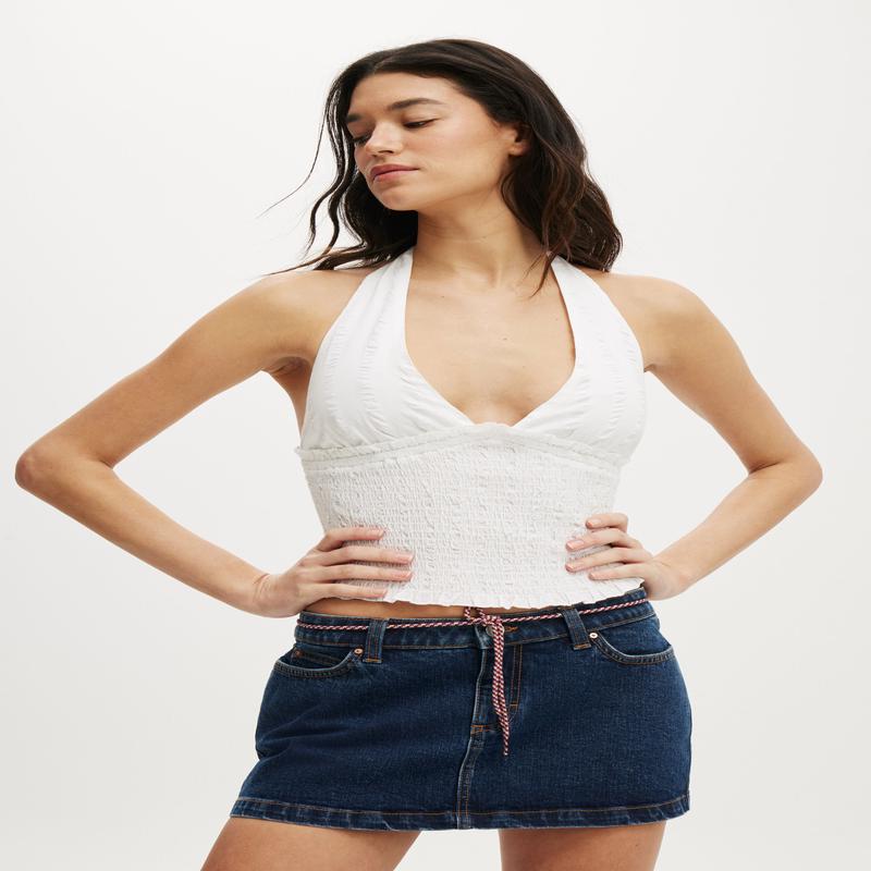 Alina Shirred Halter Top