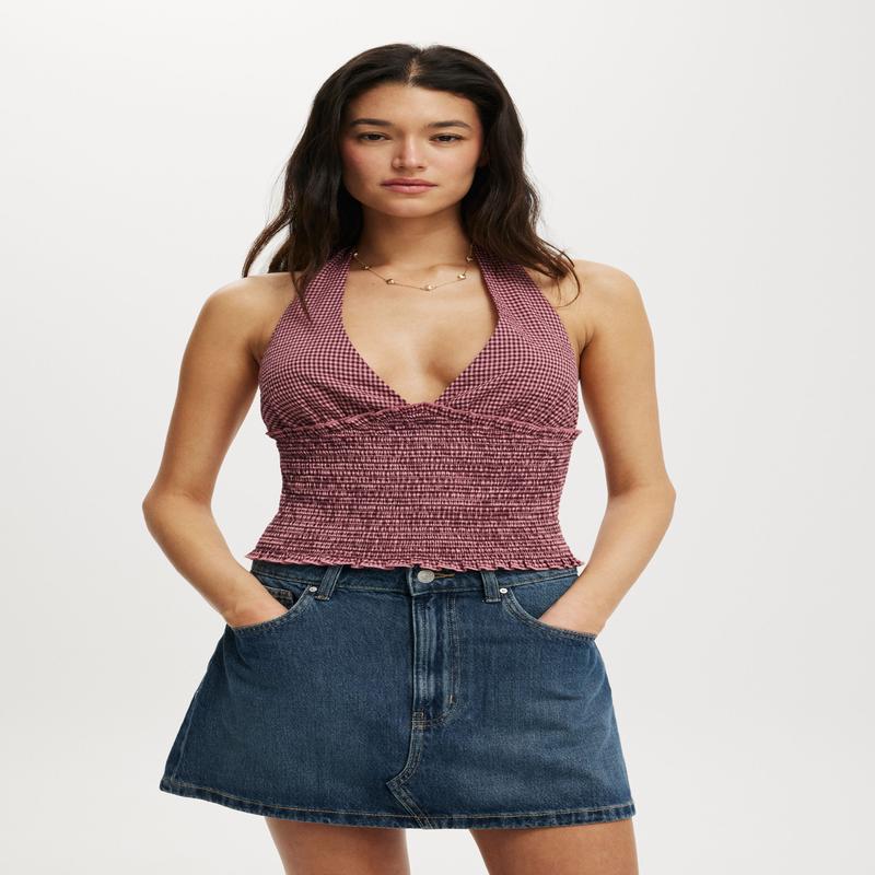 Alina Shirred Halter Top