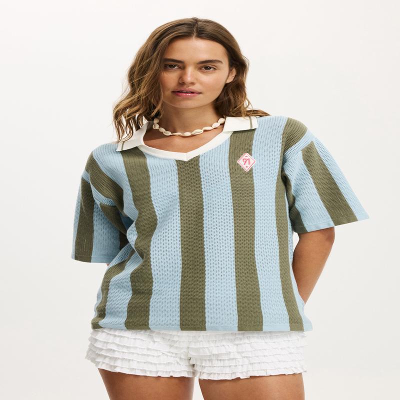 Collared Shortsleeve Polo Knit