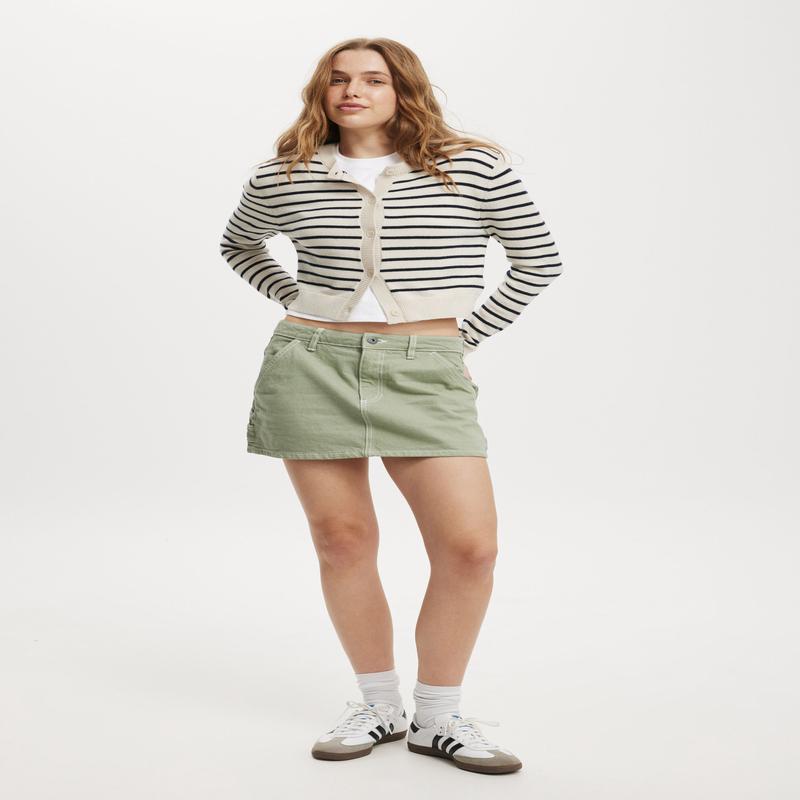 Cargo Denim Low Rise Mini Skirt