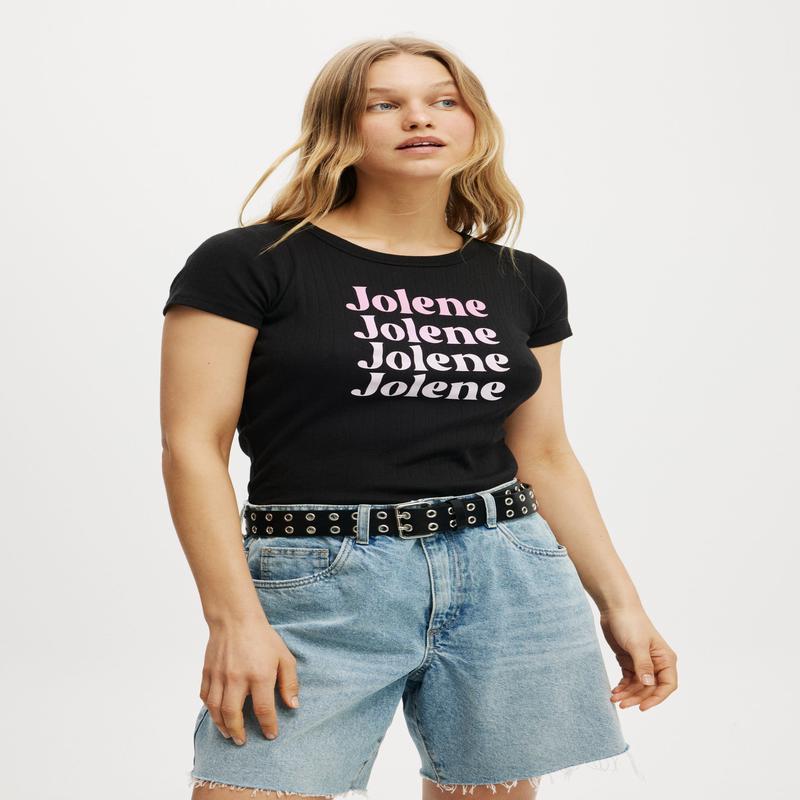 Dolly Parton Fitted Pointelle Longline Music Tee