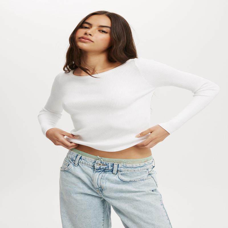 Everfine Boat Neck Knit Long Sleeve