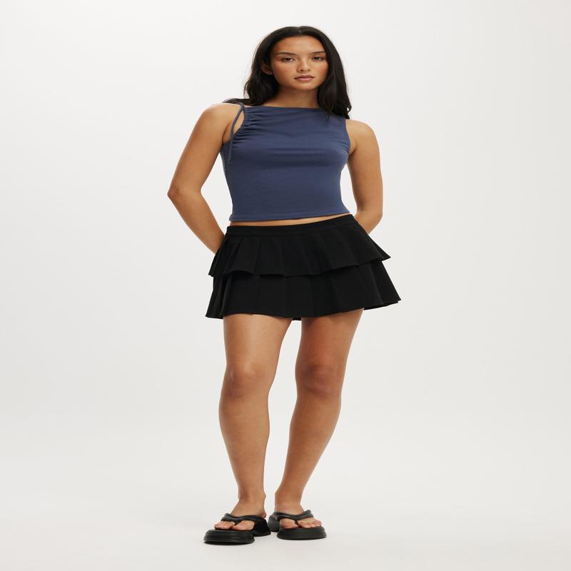 Double Pleated Mini Skirt