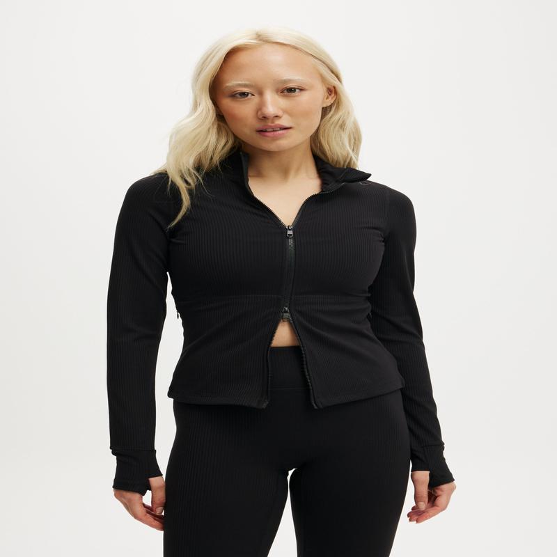 Ultra Soft Rib Zip Through Long Sleeve