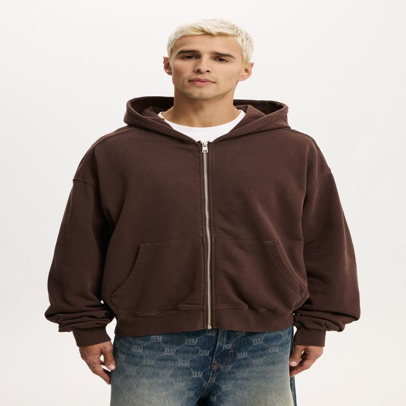 Cropped Zip Up Hoodie