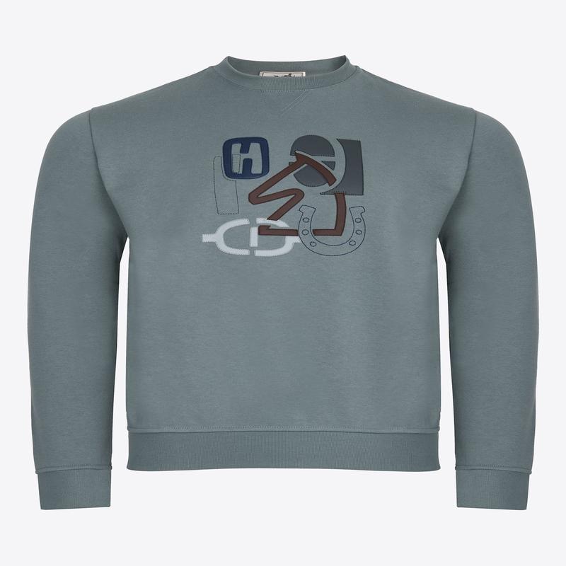 \"H Puzzle\" Print Pullover Sweatshirt